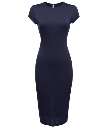 Women's Cap Sleeve Double Layer Long Bodycon Midi Dress