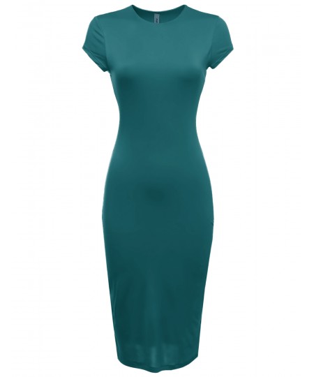 Women's Cap Sleeve Double Layer Long Bodycon Midi Dress