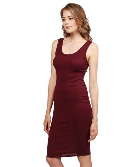 Women's Sleeveless Midi Length Rib Tank Dress