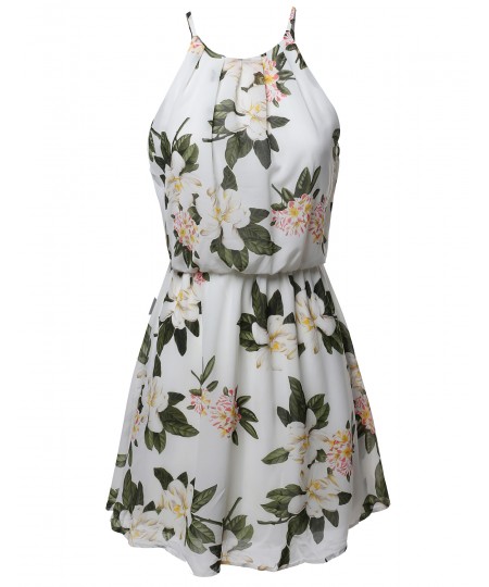 Women's Floral Print Double Layered Mini Dress
