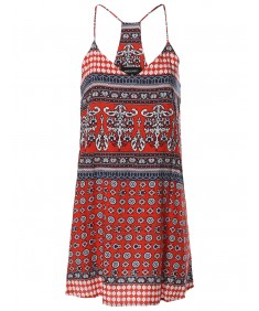 Women's Spring Summer Strappy  Printed Slip Mini Dress MADE in USA