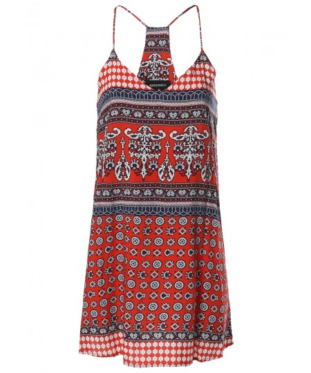 Women's Spring Summer Strappy  Printed Slip Mini Dress MADE in USA