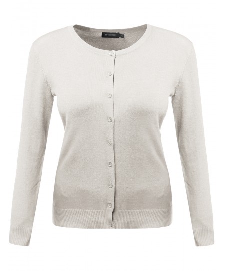 Women's Plus Size Basic Solid Button Down Long Sleeves Cardigan