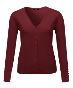 Women's Basic V-neck Solid Cardigan Plus Size Color Variations