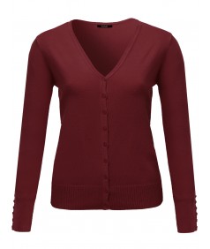 Women's Basic V-neck Solid Cardigan Plus Size Color Variations