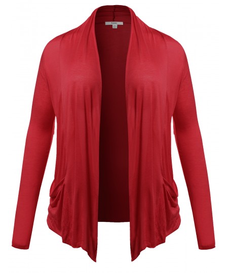 Women's Long Sleeve Flyaway Cardigan Plus Size Various Colors