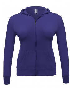 Women's Zip-Up Closure Hoodie W/ Long Sleeve And Lined Drawstring Hood