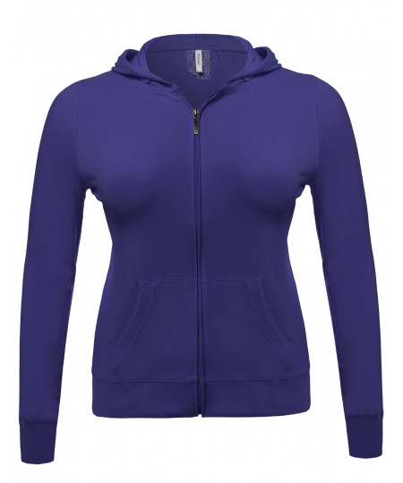 Women's Zip-Up Closure Hoodie W/ Long Sleeve And Lined Drawstring Hood