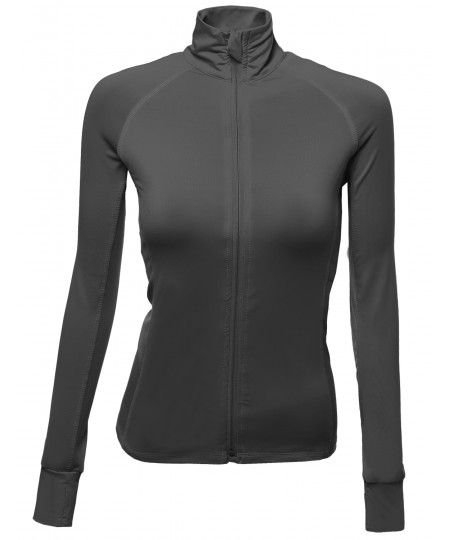 Women's Basic Solid Track Workout Jackets