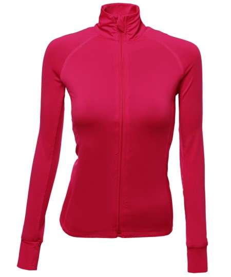 Women's Basic Solid Track Workout Jackets