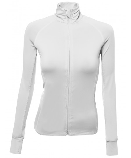 Women's Basic Solid Track Workout Jackets