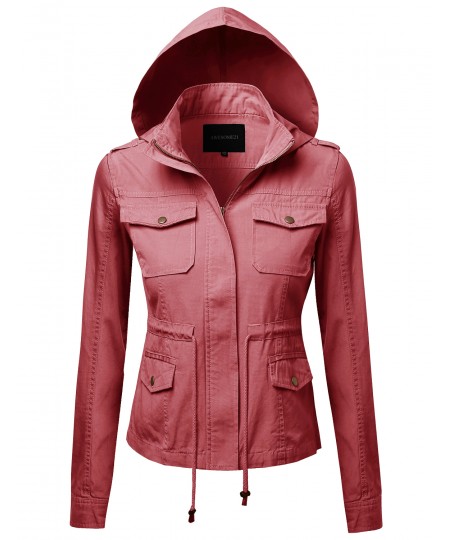 Women's Hooded Military Utility Jacket