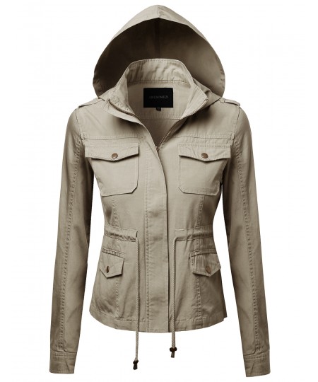 Women's Hooded Military Utility Jacket