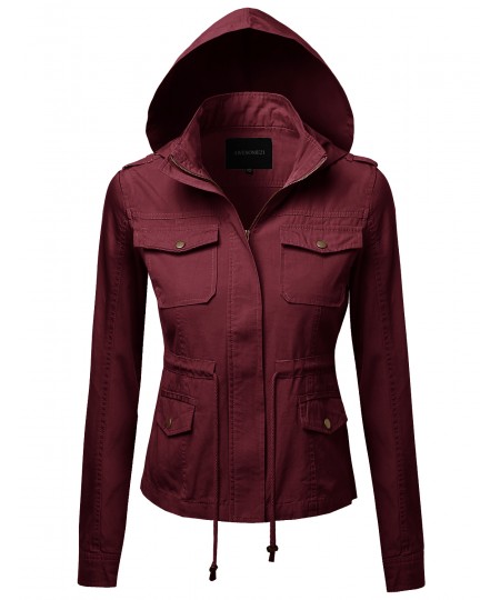 Women's Hooded Military Utility Jacket