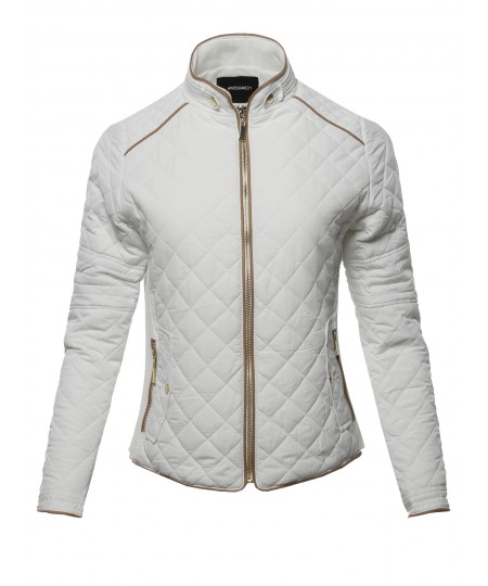 Women's Quilted Puffer Jacket With Fleece Lining