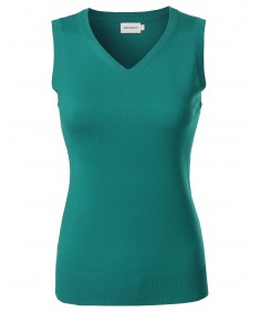 Women's VISCOSE Solid Office Soft Stretch Sleeveless Knit Vest Top