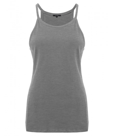 Women's Basic Solid Sleeveless High Crew Neck Plus Size Tank Top