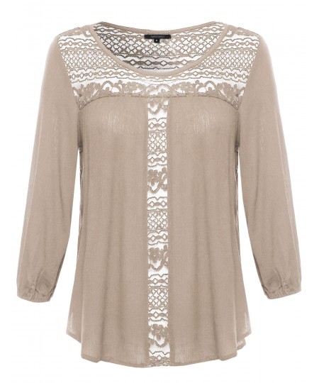 Women's 3/4 Sleeve Lace Top
