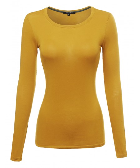 Women's Basic Lightweight Long Sleeve Crewneck T-Shirt