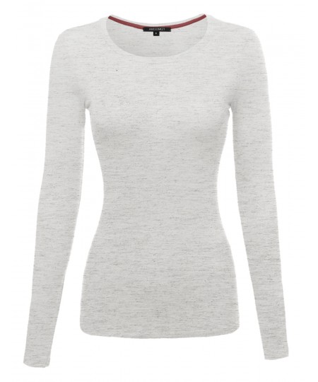 Women's Basic Lightweight Long Sleeve Crewneck T-Shirt