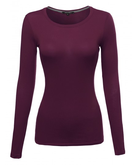 Women's Basic Lightweight Long Sleeve Crewneck T-Shirt