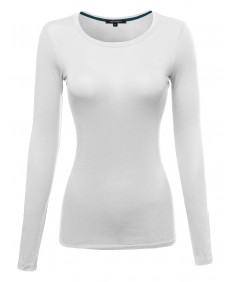 Women's Basic Lightweight Long Sleeve Crewneck T-Shirt