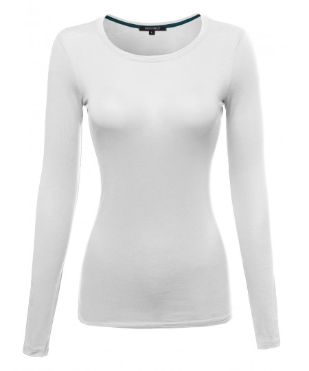 Women's Basic Lightweight Long Sleeve Crewneck T-Shirt