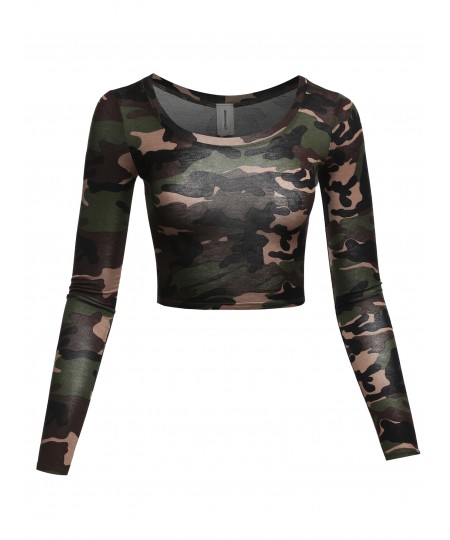 Women's Floral Prints Lightweight Long Sleeve Crop Top