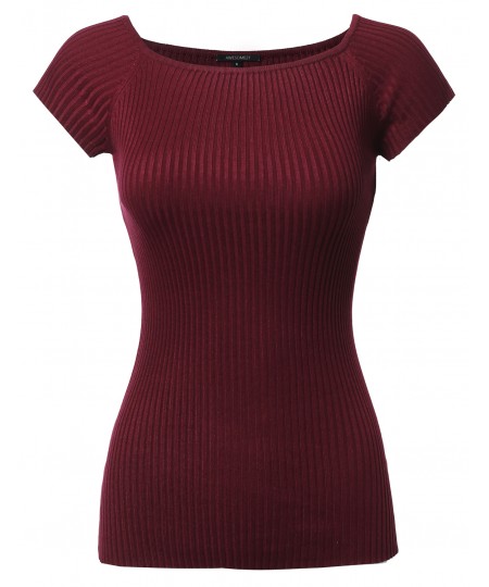 Women's Basic Ribbed Off The Shoulder Top