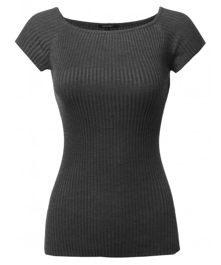 Women's Basic Ribbed Off The Shoulder Top