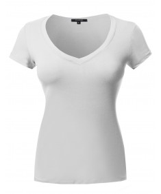 Women's Short Sleeve Wide V-Neckline T-Shirt