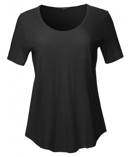 Women's Short Sleeve Wide Scoop Neck T-Shirt