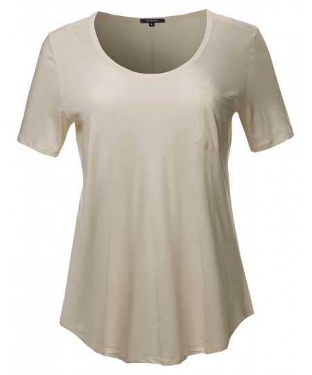 Women's Short Sleeve Wide Scoop Neck T-Shirt