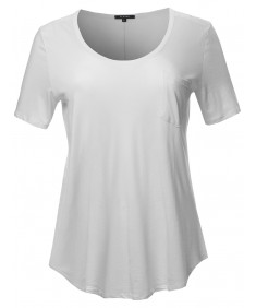 Women's Short Sleeve Wide Scoop Neck T-Shirt