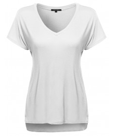 Women's Classic Dolman Short Sleeve V-Neck Top Various Colors