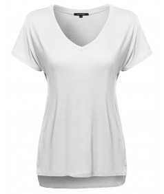 Women's Classic Dolman Short Sleeve V-Neck Top Various Colors