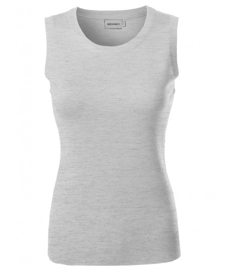 Women's VISCOSE Solid Office Career Soft Stretch Sleeveless Knit Top
