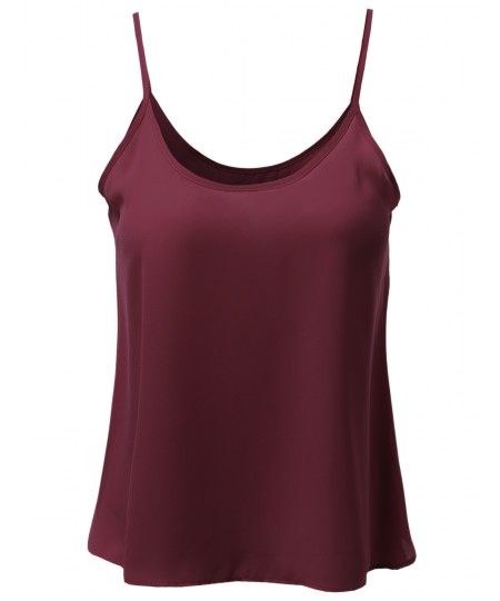 Women's Scoop Neck Woven Camisole Sleeveless Tops