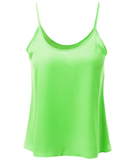 Women's Scoop Neck Woven Camisole Sleeveless Tops