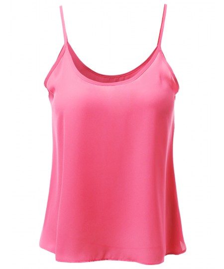 Women's Scoop Neck Woven Camisole Sleeveless Tops