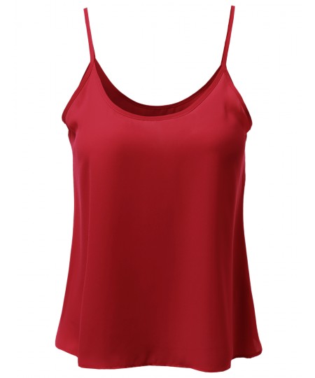 Women's Scoop Neck Woven Camisole Sleeveless Tops