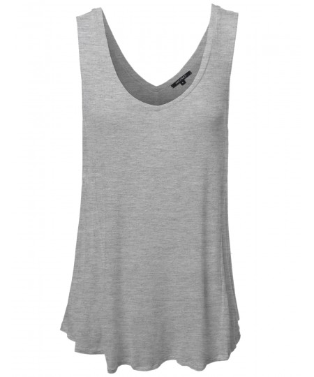 Women's Basic Solid Sleeveless V-Neck Plus Size Flowy Tank Top