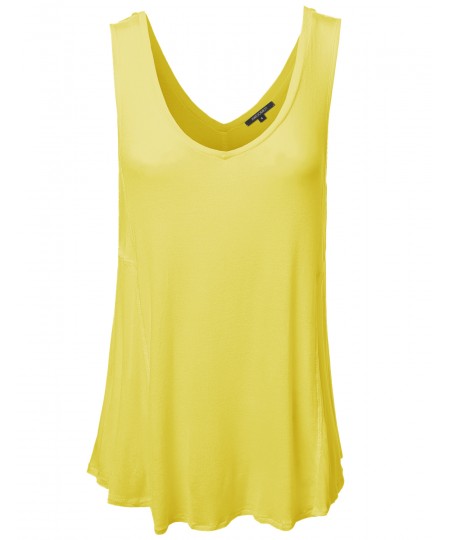 Women's Basic Solid Sleeveless V-Neck Plus Size Flowy Tank Top