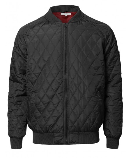 Men's Casual Basic Quilted Bomber Jacket