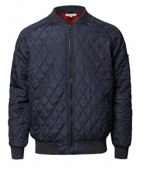 Men's Casual Basic Quilted Bomber Jacket