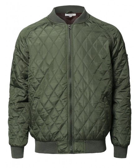 Men's Casual Basic Quilted Bomber Jacket