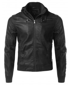 Men's Premium Quality Detachable Hoodie Polyurethane Jacket