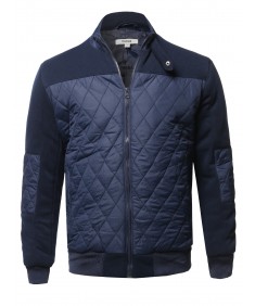 Men's Casual Quilted High Neck Bomber Jacket