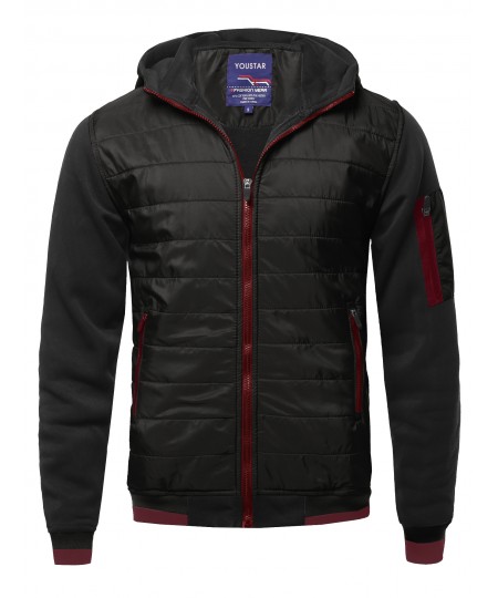 Men's Men's Solid Quilted Bomber Jacket