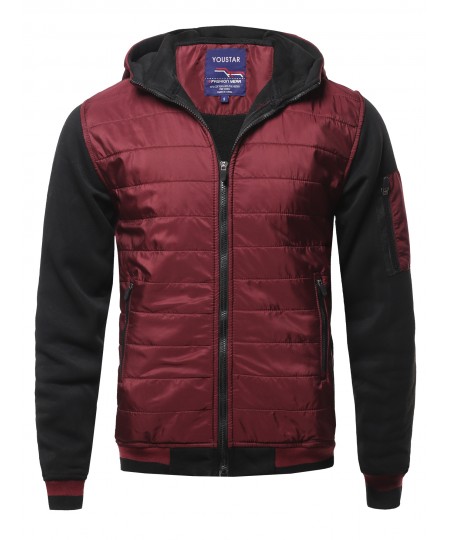 Men's Men's Solid Quilted Bomber Jacket